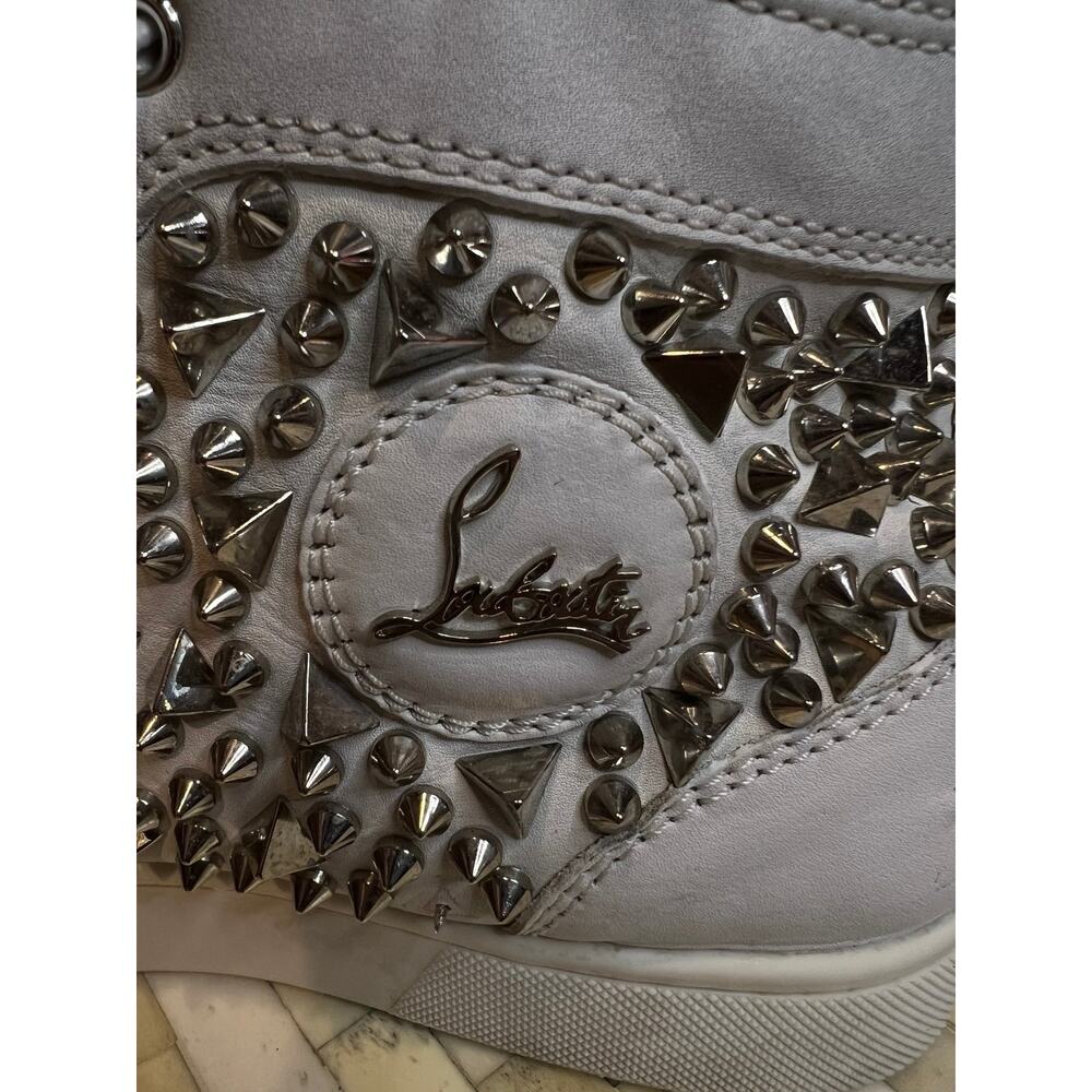 Christian Louboutin "Lou Pik Pik" White Leather High-Top Sneakers - Picture 7 of 7